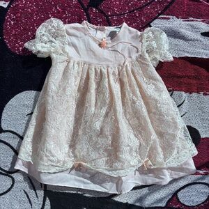 VINTAGE JOLENE PINK WHITE LACE FRILLY DRESS SIZE 4T